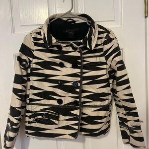 Marc Jacobs Black and Cream Patterned Trench Coat